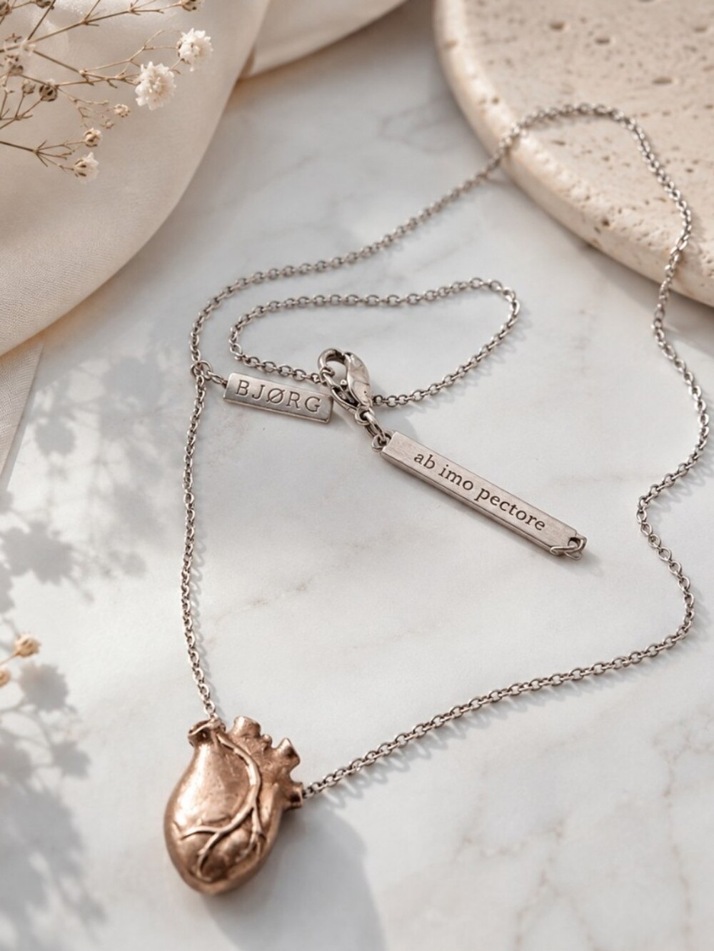Bjørg Anatomical Heart Necklace | Sterling Silver 925 | "Ab Imo Pectore" | Desig